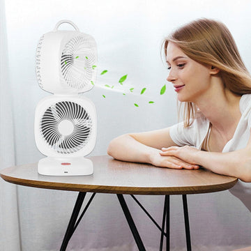 Table Top Fans - Dual Head Small Table Fan | 350 Degrees Oscillation Small Room Fan
