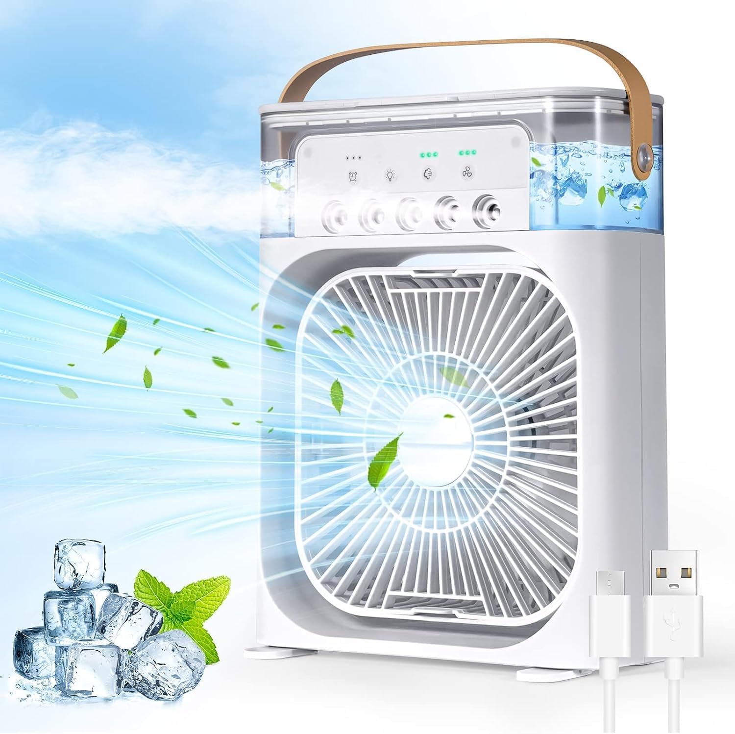 Air Fan, Conditioner Evaporative Air Cooler with LEDnightlight, Timer