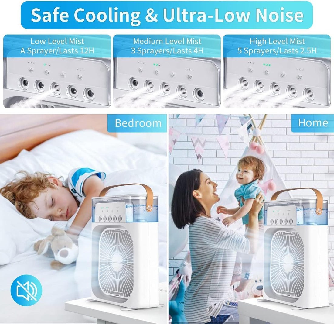 Air Fan, Conditioner Evaporative Air Cooler with LEDnightlight, Timer